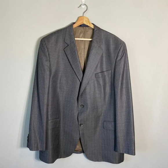 Cremieux Collection Wool Sport Coat Men's 48L Ing Loro Piana Pinstripe Gray Blue - Picture 2 of 16